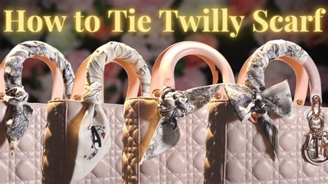 how to tie scarf on lady dior bag|how to tie a twilly scarf.